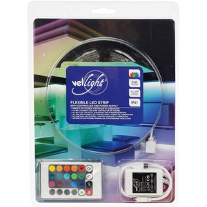 Vellight - KIT MET FLEXIBELE LED-STRIP, CONTROLLER EN VOEDING - RGB - 90 LEDs - 3 m - 12 VDC