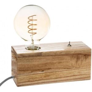 Tafellamp voet - Natuurlijke houten basis vintage Industri le stijl voor Gloeilamp