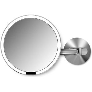 Simplehuman - Spiegel met Sensor 20 cm 5x Vergroting Wandbevestiging Netstroom - Zilver / Roestvast Staal