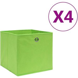 vidaXL-Opbergboxen-4-st-28x28x28-cm-nonwoven-stof-groen
