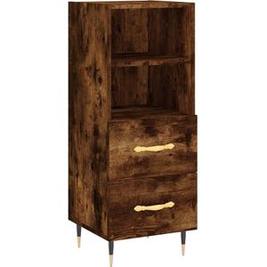 vidaXL - Dressoir - 34,5x34x90 - cm - bewerkt - hout - gerookt - eiken