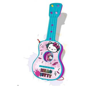 Kindergitaar Hello Kitty 4 Touwen Blauw Roze