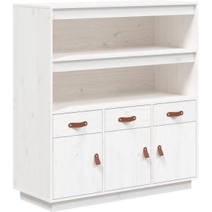 VidaXL Hoge Kast 100x40x108,5 cm Massief Grenenhout Wit