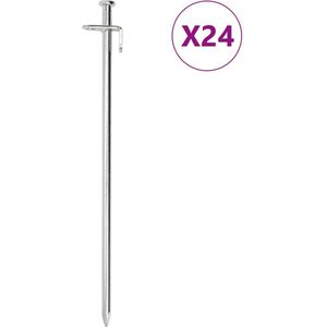 vidaXL - Tentharingen - 24 - st - 8 - mm - 30 - cm - gegalvaniseerd - staal