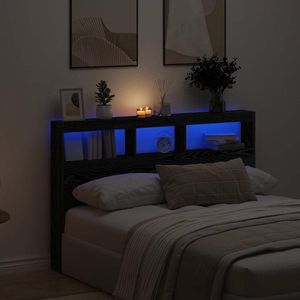 Hoofdbordkast met LED 160x17x102 cm eikenkleurig zwart