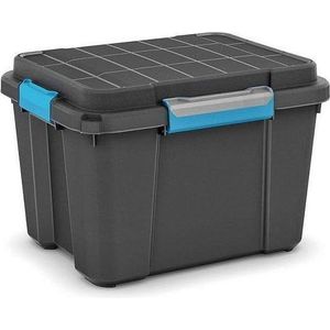 KIS Scuba opbergbox M - 45L - 39x49,5x34cm - Zwart/Blauwe clips