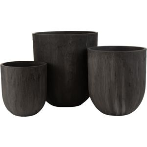 J-Line vaas Rond - keramiek - zwart - Ø 55.00 cm - 3 stuks