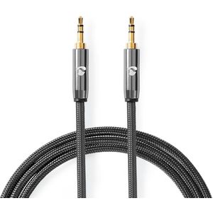 Stereo-Audiokabel | 3,5 mm Male - 3,5 mm Male | Gun Metal Grey | Gevlochten kabel Nedis