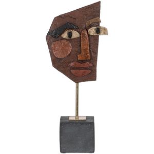 Beeld Masker Bruin Zwart 17,8 x 10 x 43,7 cm