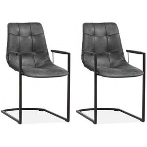MX Sofa Stoel Condor met armleuning en freeswing onderstel kleur Antraciet - set van 2 stoelen