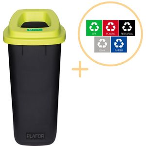 Plafor Prullenbak voor afvalscheiding 90L, Zwart/Groen