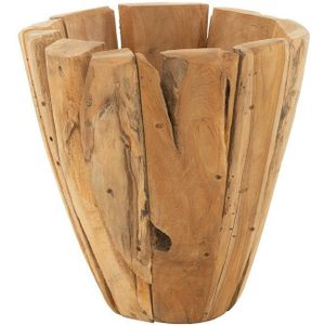 J-Line bloempot Jack Teak - hout - naturel - medium - Ø 35.00 cm