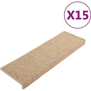 vidaXL-Trapmatten-zelfklevend-15-st-sisal-look-65x21x4-cm-zandkleurig