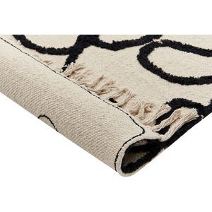 KONUR - Laagpolig vloerkleed - Beige - 80 x 150 cm - Katoen