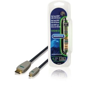 High Speed HDMI kabel met Ethernet HDMI-Connector - HDMI Micro-Connector Male 2.00 m Blauw Bandridge