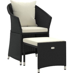 vidaXL - 2-delige - Loungeset - met - kussens - poly - rattan - zwart