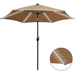 Parasol met LED-verlichting en aluminium paal 300 cm taupe