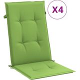 vidaXL - Stoelkussens - 4 - st - hoge - rug - 120x50x4 - cm - stof - gemêleerd - groen