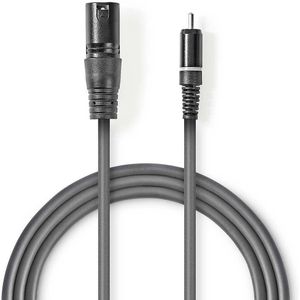 XLR-Audiokabel | XLR 3-pins male - RCA male | 1,5 m | Grijs Nedis