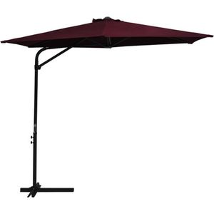 vidaXL - Parasol - met - stalen - paal - 300 - cm - bordeauxrood