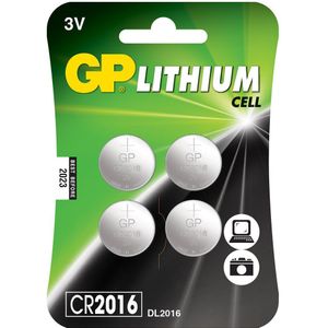 GP Lithium CR2016 knoopcelbatterijen - 4 stuks