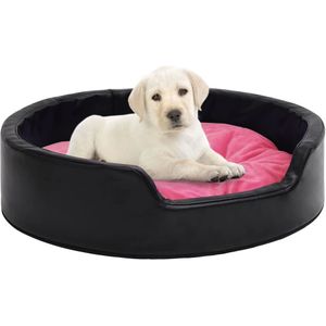 Hondenmand 99x89x21 cm pluche en kunstleer zwart en roze