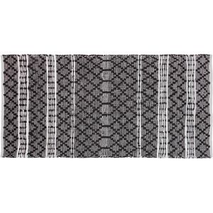 FEHIMLI - Laagpolig vloerkleed - Zwart - 80 x 150 cm - Leer