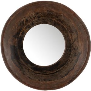 J-line spiegel Rond Komvorm - gerecycleerd - hout - bruin