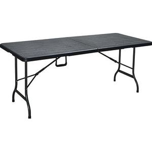 ERRO Vouwtafel - Campingtafel - inklapbare tafel - plooitafel - klaptafel met houtlook - 180x74cm - zwart