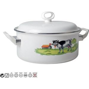 Braadpan stoofpan met deksel Ø 22cm gegoten aluminium geglazuurd geschikt voor alle warmtebronnen 4 L