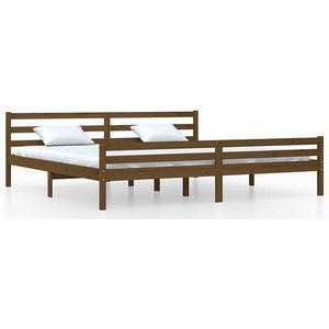 vidaXL - Bedframe - massief - hout - honingbruin - 200x200 - cm