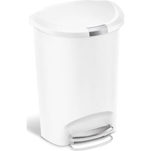 Simplehuman - Prullenbak Half Rond 50 Liter - Wit - Kunststof