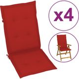 VidaXL Tuinstoelkussens 4 st Hoge Rug 120x50x3 cm - Rode Stof