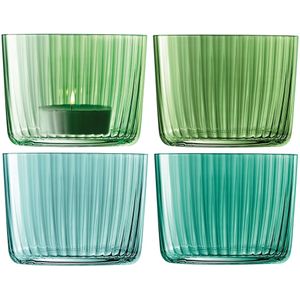 L.S.A. - Gems Theelicht Houder 6 cm Set van 4 Stuks Assorti - Glas - Groen