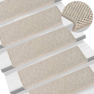 vidaXL - Trapmatten - zelfklevend - 15 - st - sisal-look - 65x21x4cm - zilverkleurig