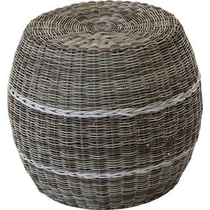 Poef Laos wicker beige ø46x40cm