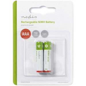 Oplaadbare NiMH batterij AAA | 1,2 V | 700 mAh | 2 stuks | Blister Nedis