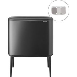 Brabantia Bo Touch Bin Prullenbak - 3 x 11 liter - Afvalscheiding - Confident Grey