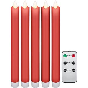 Goobay set van 5 rode LED kaarsen van echte wax, inclusief afstandsbediening - prachtige en veilige