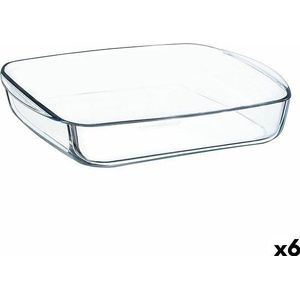 Serveerschaal Ô Cuisine Vierkant 25 x 22 x 5 cm Transparant Glas (6 Stuks)