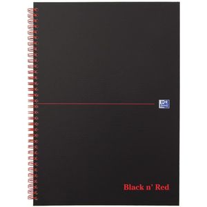 Oxford BLACK N' RED spiraalblok karton, 140 bladzijden ft A4, geruit 5 mm