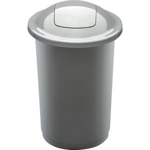 Plafor Top Bin, Prullenbak voor afvalscheiding - 50L – Zilver- Afvalbak voor gemakkelijk Afval Scheiden en Recycling - Afvalemmer - Vuilnisbak voor Huishouden, Keuken en Kantoor - Afvalbakken - Recyclen