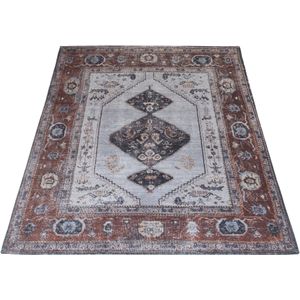 Veer Carpets Vloerkleed Karaca Antraciet/Brown 09 - 160 x 230 cm