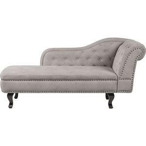 Beliani NIMES - Chaise longue - Taupe - Rechtszijdig - Fluweel