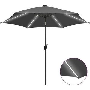 vidaXL - Parasol - met - LED-verlichting - en - aluminium - paal - 300 - cm - antraciet