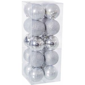 Kerstballen Zilverkleurig Plastic 6 x 6 x 6 cm (20 Stuks)
