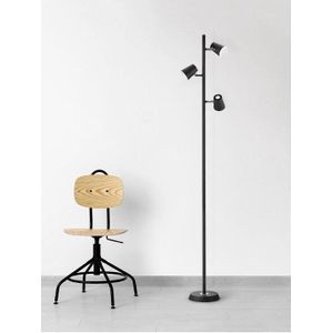 Trio Leuchten coupe - Vloerlamp met leeslamp - 3 lichts - H 1540 mm - Zwart