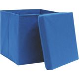 vidaXL - Opbergboxen - met - deksel - 4 - st - 28x28x28 - cm - blauw
