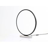 Designnest Round Table Lamp | HENG – Tafellamp - Bureaulamp – Nachtlamp – Rond - 35 cm – dimbaar - Zwart-Chroom