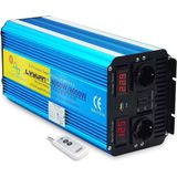 LVYUAN Inverter 4000 W / 8000 W zuivere sinus spanningsomvormer 12 V 230 V auto omvormer stroomomvormer converter met afstandsbediening, 2 leds, 2 stopcontacten en USB